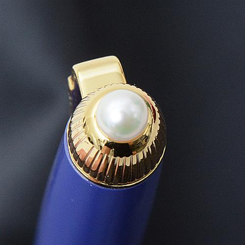 ミキモト 筆記具 ユニセックス ツイスト式ボールペン 真珠付き ノベルティ 非売品 P4.2mm ブルー MIKIMOTO 中古