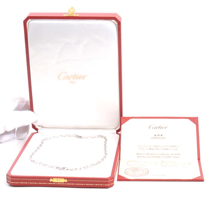 カルティエ ネックレス ユニセックス スパルタカス チェーン ネックレス 34.5g 保証書付き ホワイトゴールド Cartier 750WG 中古