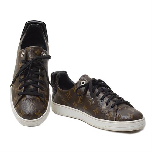 ルイヴィトン 靴 メンズ フロントローライン スニーカー 表記サイズ7 1/2 日本サイズ26cm ローカット シューズ レザー×ラバー ブラウン×ブラック Louis Vuitton 中古
