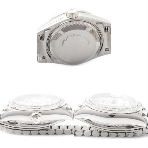 ロレックス 時計 レディース デイトジャスト ダイヤモンド ホワイトゴールド シルバーコンピューター文字盤 自動巻 ROLEX 750WG 69139G 中古