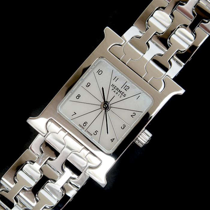 エルメス 腕時計 レディース Hウォッチ ミニ シェル文字盤 電池式 クオーツ SS ステンレス HH1.110 HERMRS 中古