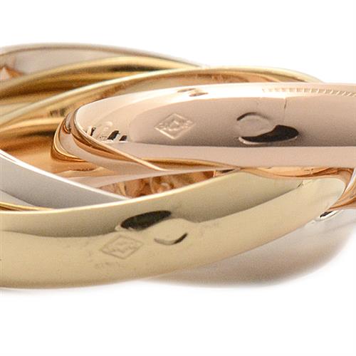 カルティエ 指輪 レディース トリニティ リング 47号 実寸7号 3連 3.2mm ゴールド Cartier 750YG×WG×PG 中古