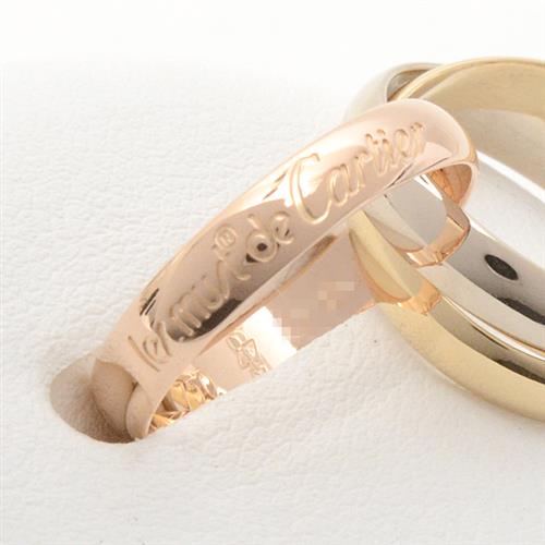 カルティエ 指輪 レディース トリニティ リング 47号 実寸7号 3連 3.2mm ゴールド Cartier 750YG×WG×PG 中古