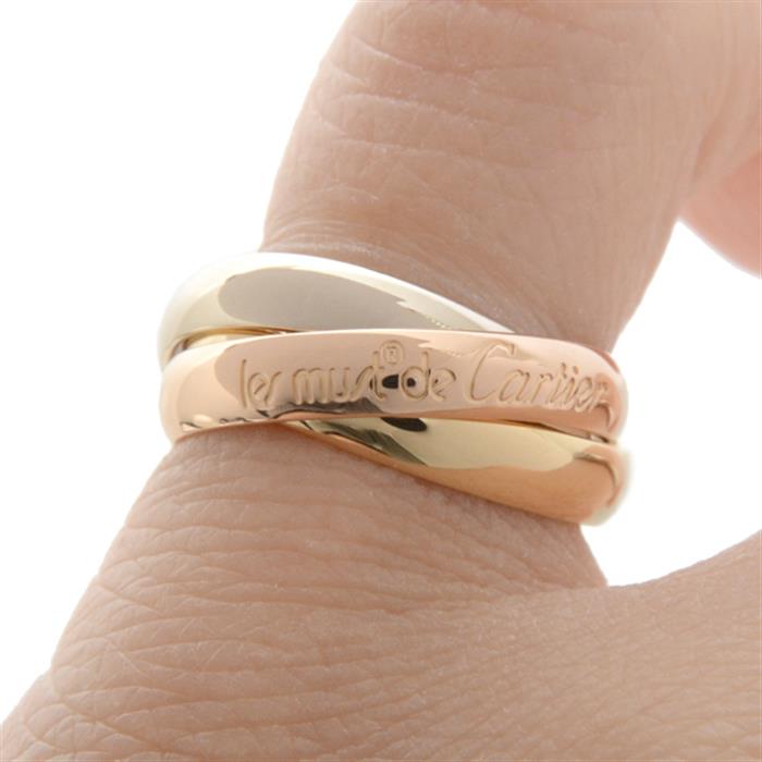 カルティエ 指輪 レディース トリニティ リング 47号 実寸7号 3連 3.2mm ゴールド Cartier 750YG×WG×PG 中古