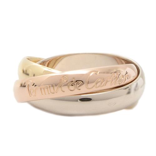 カルティエ 指輪 レディース トリニティ リング 47号 実寸7号 3連 3.2mm ゴールド Cartier 750YG×WG×PG 中古