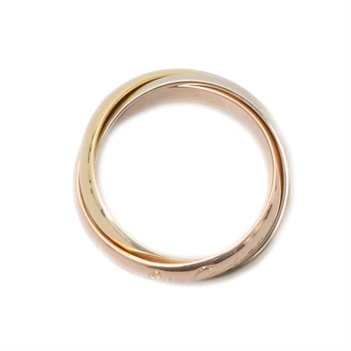 カルティエ 指輪 レディース トリニティ リング 47号 実寸7号 3連 3.2mm ゴールド Cartier 750YG×WG×PG 中古