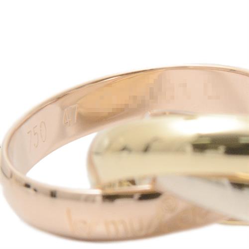 カルティエ 指輪 レディース トリニティ リング 47号 実寸7号 3連 3.2mm ゴールド Cartier 750YG×WG×PG 中古