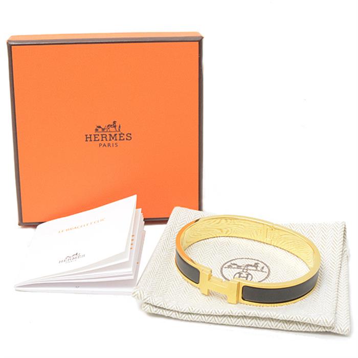 エルメス バングル メンズ レディース エナメルブレスレット クリックHH ブレスレット ゴールド HERMES 中古