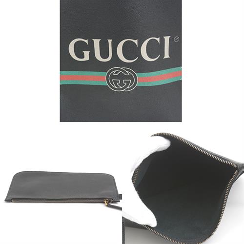 グッチ バッグ メンズ レディース ロゴプリント ドローストリング　巾着　バックパック　シェリーライン ブラック GUCCI 516639 中古