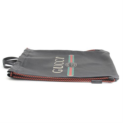 グッチ バッグ メンズ レディース ロゴプリント ドローストリング　巾着　バックパック　シェリーライン ブラック GUCCI 516639 中古