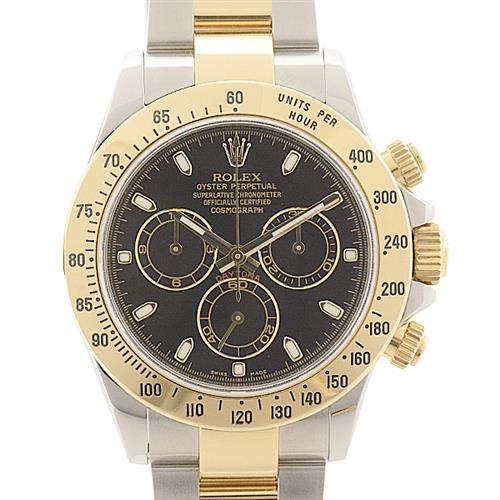 ロレックス 時計 メンズ コスモグラフ デイトナ ランダム ブラック文字盤 イエローゴールド ステンレス ROLEX 116523 SS×YG 中古