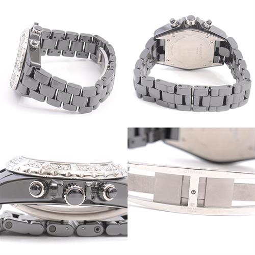 シャネル　時計 メンズ J12 クロノグラフ ダイヤベゼル 自動巻 ブラックセラミック ブラック文字盤 CE CHANEL H1178 中古