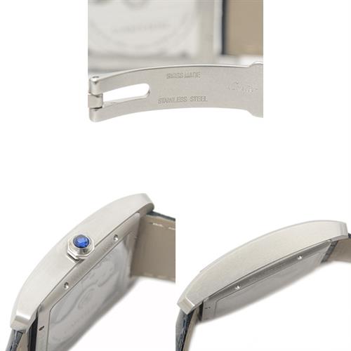 カルティエ 時計 メンズ タンクMC 自動巻 ブルー文字盤 レザーベルト 裏スケ ステンレス Cartier TANK MC SS WSTA0010 中古