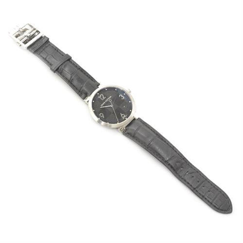 ルイヴィトン 時計 メンズ ダミエ タンブール スリム ブラック文字盤 電池式 ブラック Louis Vuitton Q1D00 SS 中古