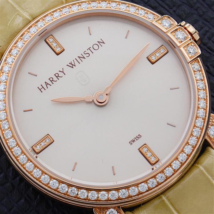 ハリーウィンストン 時計 レディース ミッドナイト 32mm ピンクゴールド ダイヤベゼル ラグダイヤ 電池式 HARRY WINSTON MIDQHM32RR002(450/LQ32R) 中古