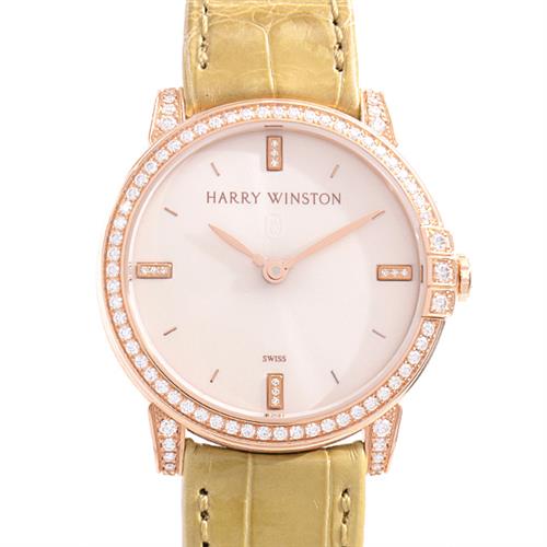 ハリーウィンストン 時計 レディース ミッドナイト 32mm ピンクゴールド ダイヤベゼル ラグダイヤ 電池式 HARRY WINSTON MIDQHM32RR002(450/LQ32R) 中古