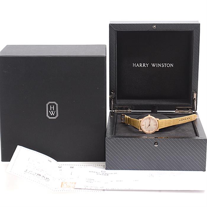 ハリーウィンストン 時計 レディース ミッドナイト 32mm ピンクゴールド ダイヤベゼル ラグダイヤ 電池式 HARRY WINSTON MIDQHM32RR002(450/LQ32R) 中古