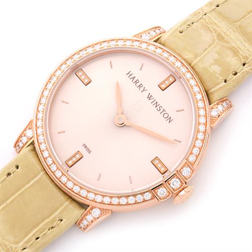 ハリーウィンストン 時計 レディース ミッドナイト 32mm ピンクゴールド ダイヤベゼル ラグダイヤ 電池式 HARRY WINSTON MIDQHM32RR002(450/LQ32R) 中古