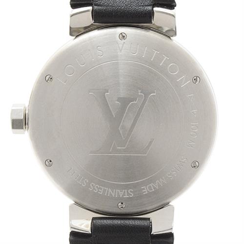 ルイヴィトン 時計 メンズ タンブール GMT ブルー文字盤 自動巻 ステンレス レザーベルト Louis Vuitton Q1157 SS 中古