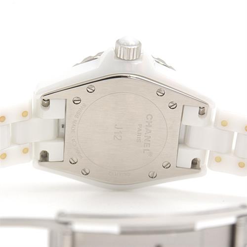 シャネル 時計 レディース J12 2重ダイヤモンド ベゼル 33mm 電池式 ホワイト文字盤 セラミック ステンレス CHANEL H0967 CE×SS 中古