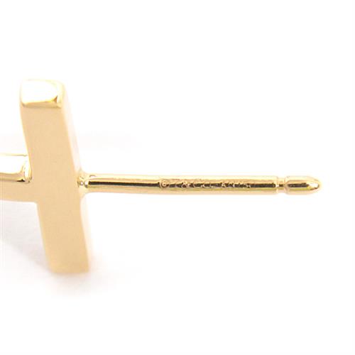 ティファニー ピアス レディース Tワイヤー フープ ピアス ラージ イエローゴールド TIFFANY 750YG 中古