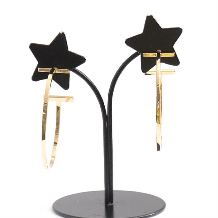 ティファニー ピアス レディース Tワイヤー フープ ピアス ラージ イエローゴールド TIFFANY 750YG 中古