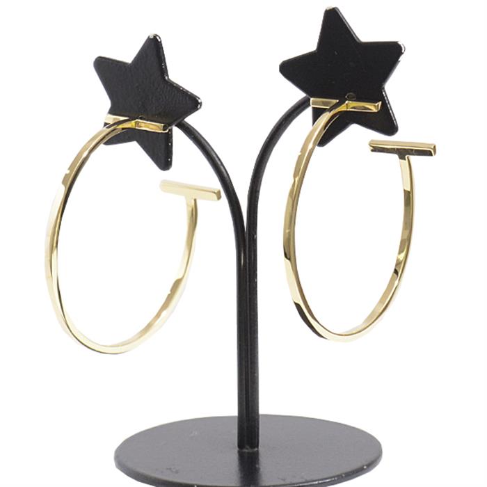 ティファニー ピアス レディース Tワイヤー フープ ピアス ラージ イエローゴールド TIFFANY 750YG 中古