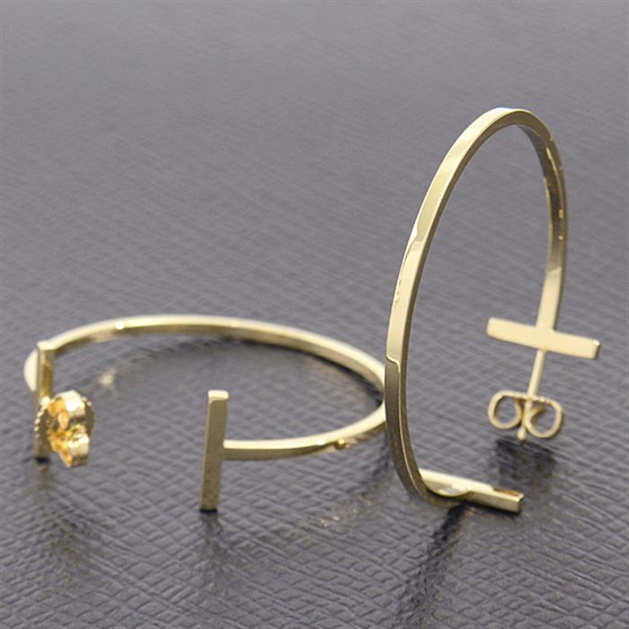 ティファニー ピアス レディース Tワイヤー フープ ピアス ラージ イエローゴールド TIFFANY 750YG 中古