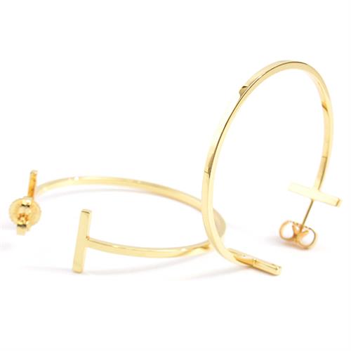 ティファニー ピアス レディース Tワイヤー フープ ピアス ラージ イエローゴールド TIFFANY 750YG 中古