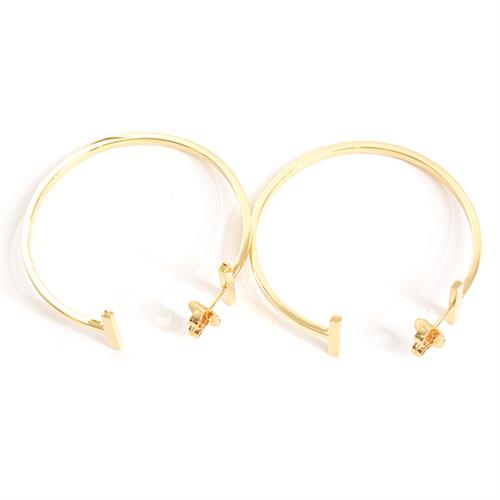 ティファニー ピアス レディース Tワイヤー フープ ピアス ラージ イエローゴールド TIFFANY 750YG 中古