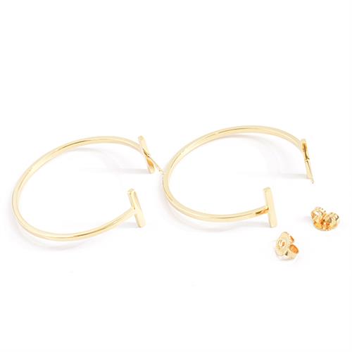 ティファニー ピアス レディース Tワイヤー フープ ピアス ラージ イエローゴールド TIFFANY 750YG 中古