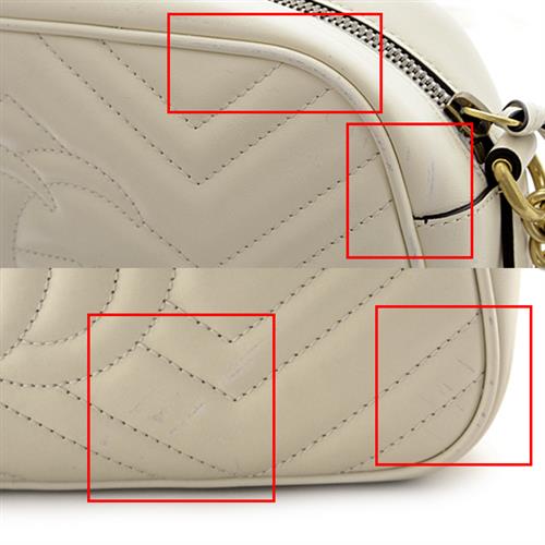 グッチ バッグ レディース GGマーモント ショルダーバッグ レザー ホワイト 447632 GUCCI 中古