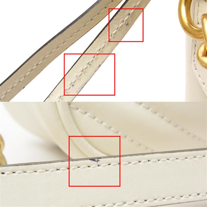 グッチ バッグ レディース GGマーモント ショルダーバッグ レザー ホワイト 447632 GUCCI 中古