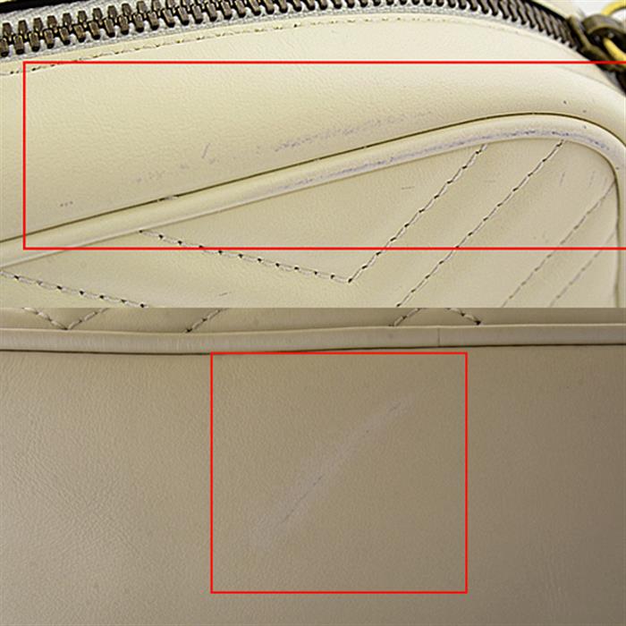 グッチ バッグ レディース GGマーモント ショルダーバッグ レザー ホワイト 447632 GUCCI 中古