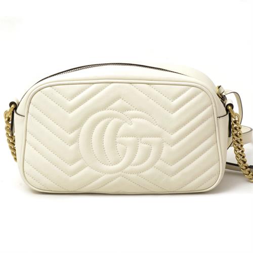 グッチ バッグ レディース GGマーモント ショルダーバッグ レザー ホワイト 447632 GUCCI 中古