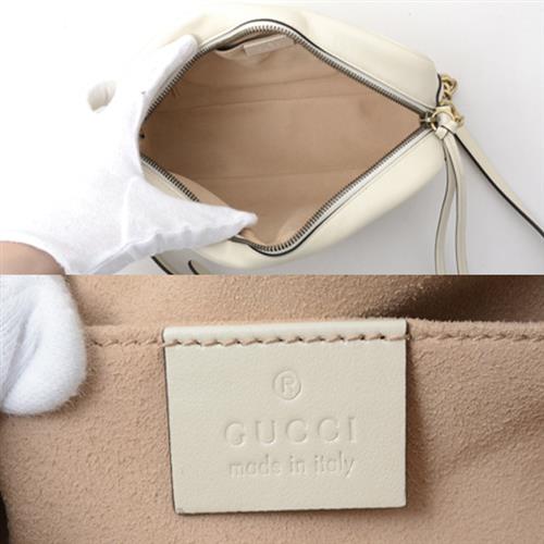 グッチ バッグ レディース GGマーモント ショルダーバッグ レザー ホワイト 447632 GUCCI 中古