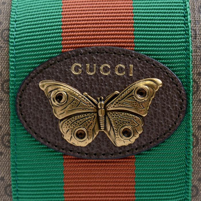 グッチ バッグ レディース GGスプリーム ウェブ&バタフライ ミニショルダーバッグ ブラウン マルチカラー 564582 GUCCI 中古