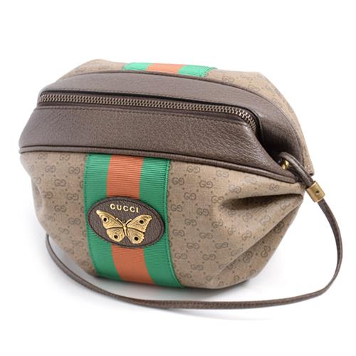 グッチ バッグ レディース GGスプリーム ウェブ&バタフライ ミニショルダーバッグ ブラウン マルチカラー 564582 GUCCI 中古