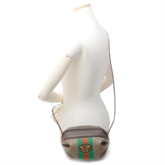 グッチ バッグ レディース GGスプリーム ウェブ&バタフライ ミニショルダーバッグ ブラウン マルチカラー 564582 GUCCI 中古