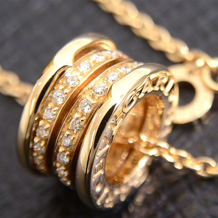 ブルガリ ネックレス レディース ビー ゼロワン B-ZERO1 ダイヤモンド ネックレス イエローゴールド BVLGARI 750YG 中古