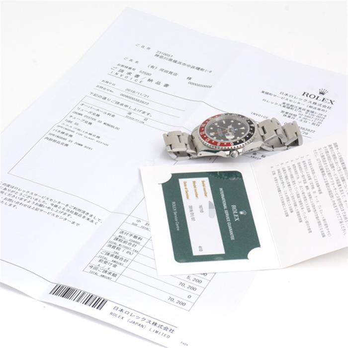 ロレックス 時計 メンズ GMTマスター2 黒×赤ベゼル ブラック文字盤 U番 自動巻き ステンレス ROLEX 16710 SS 中古