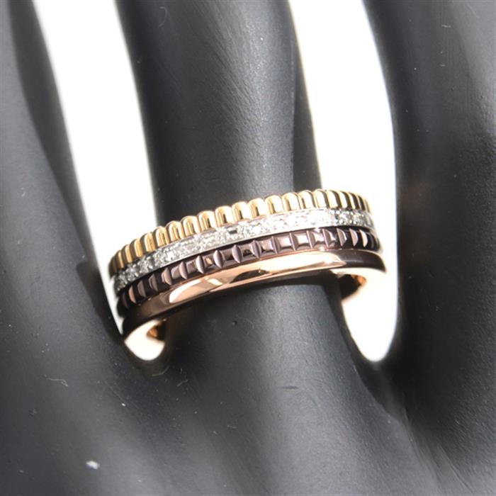 ブシュロン 指輪 メンズ キャトル スモール ダイヤモンド リング 56号 ゴールド BOUCHERON 750YG×WG×PG 中古