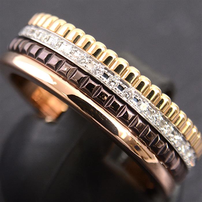 ブシュロン 指輪 メンズ キャトル スモール ダイヤモンド リング 56号 ゴールド BOUCHERON 750YG×WG×PG 中古