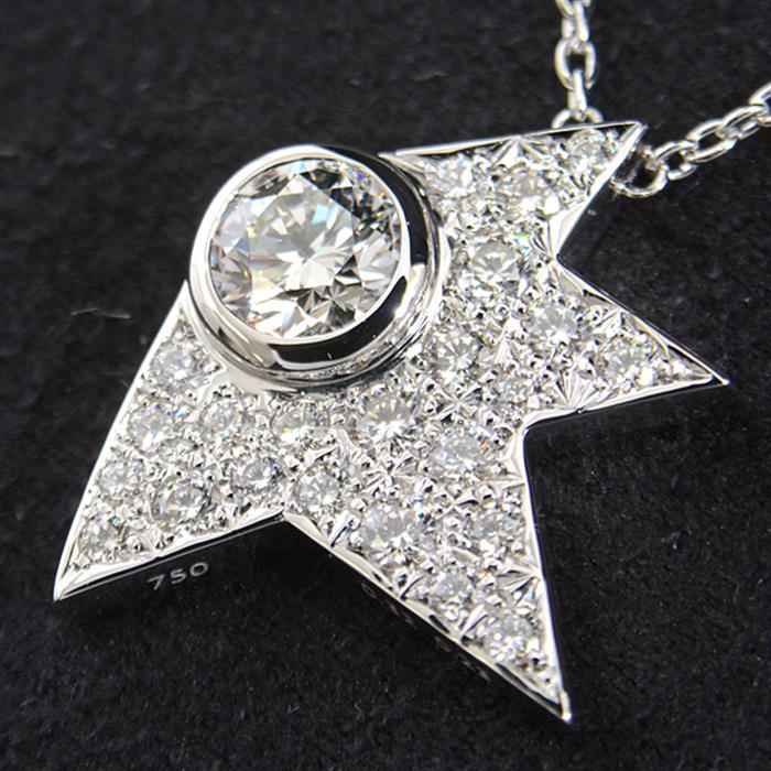 タサキ ネックレス レディース コメット ダイヤモンド ネックレス D0.32ct 0.23ct ホワイトゴールド TASAKI 750WG 中古