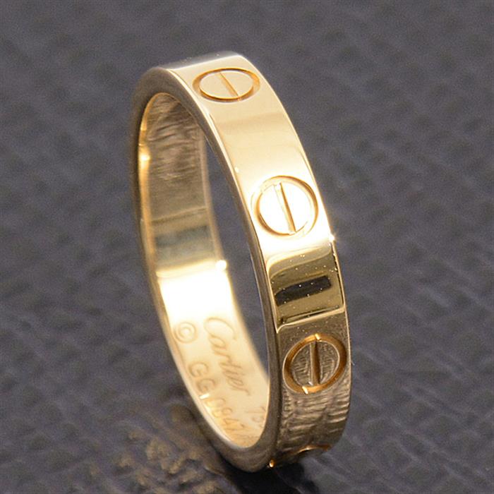 カルティエ 指輪 レディース ミニ ラブリング 49号 実寸サイズ9号 イエローゴールド Cartier LOVE 750YG 中古