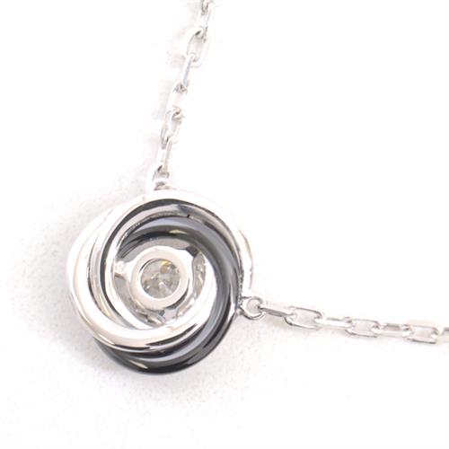 カルティエ ネックレス レディース トリニティ ダイヤモンド ネックレス ホワイトゴールド セラミック Cartier 750WG×CE 中古