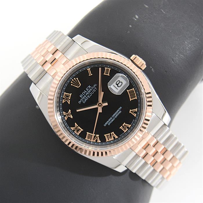 ロレックス 時計 メンズ デイトジャスト 自動巻 D番 ローマインデックス ステンレス ピンクゴールド ROLEX SS×PG 116231 中古