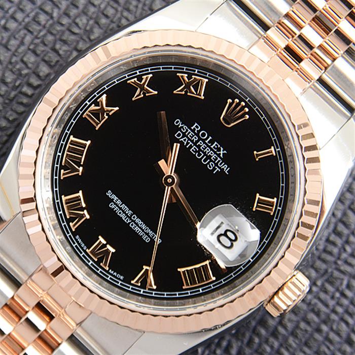 ロレックス 時計 メンズ デイトジャスト 自動巻 D番 ローマインデックス ステンレス ピンクゴールド ROLEX SS×PG 116231 中古