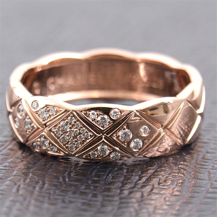 シャネル 指輪 メンズ ココクラッシュ ミディアム ダイヤモンド リング 63号 ピンクゴールド CHANEL 750PG 中古