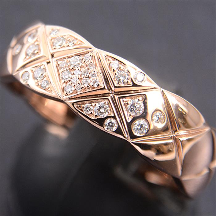 シャネル 指輪 メンズ ココクラッシュ ミディアム ダイヤモンド リング 63号 ピンクゴールド CHANEL 750PG 中古